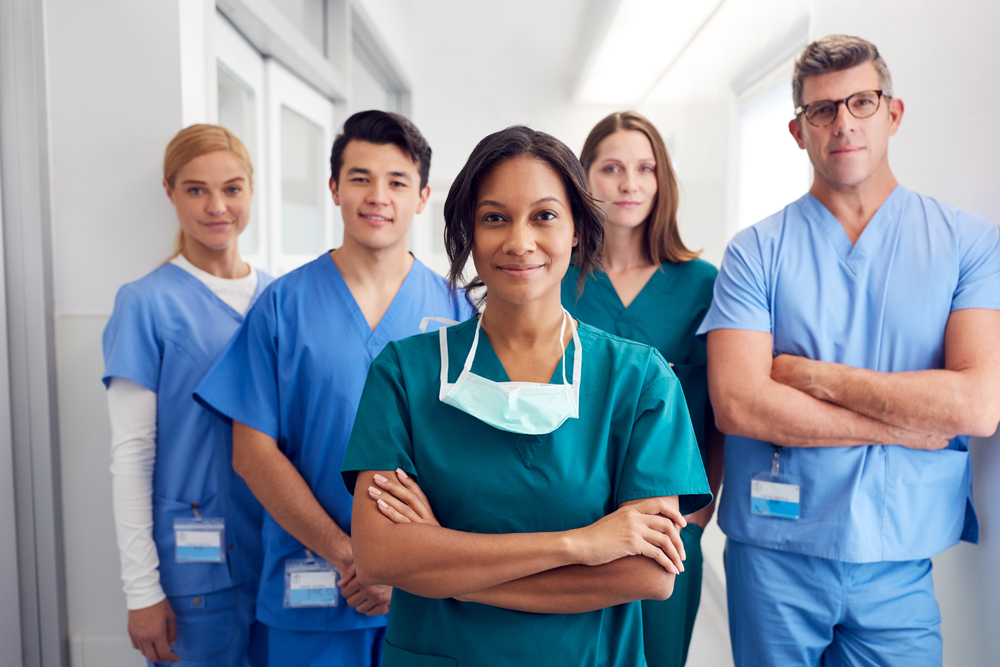 medical providers wearing scrubs